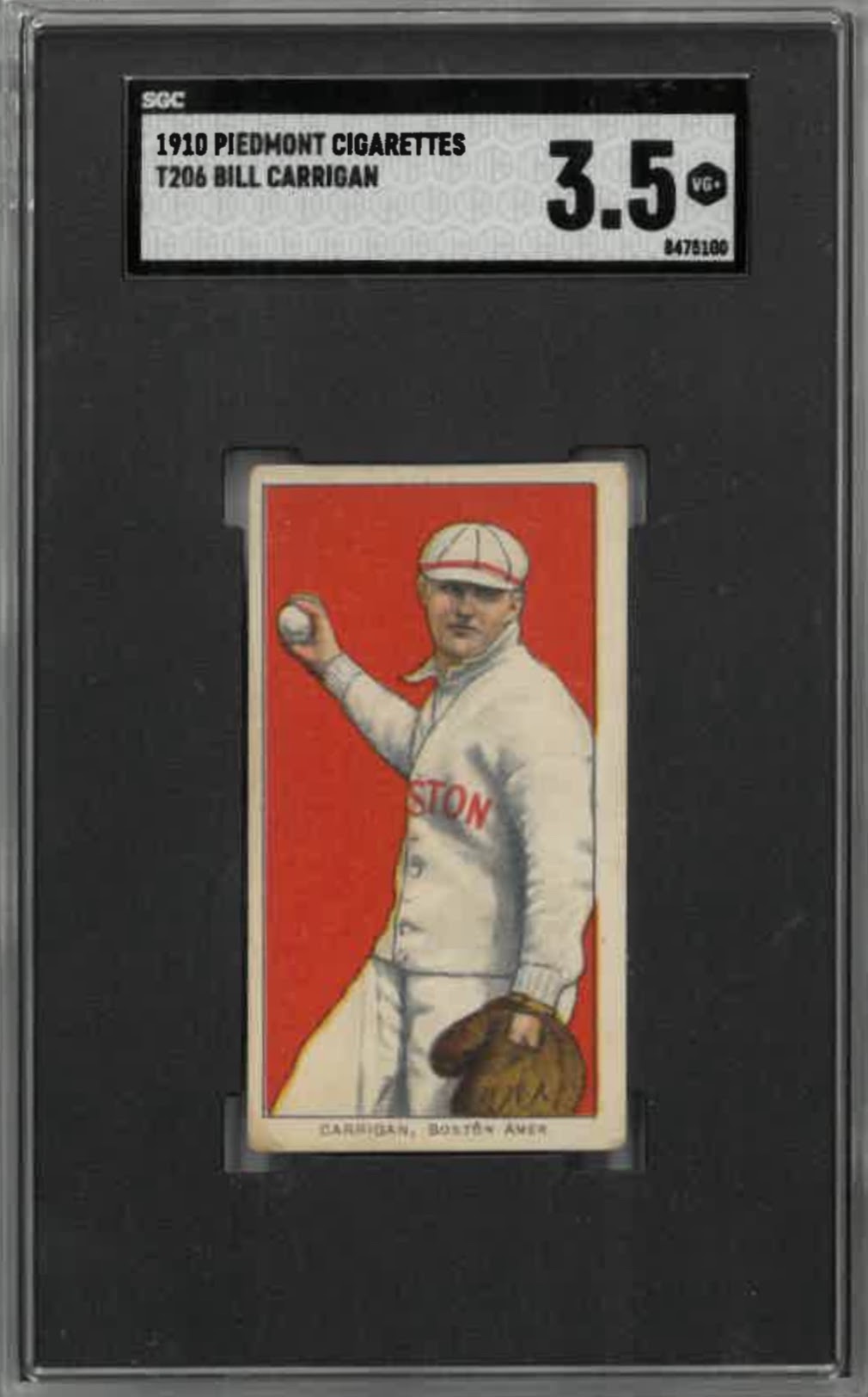 1909-11 T206 Bill Carrigan Piedmont 350/25 SGC VG+ 3.5