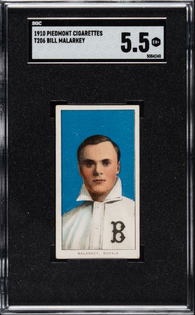 1909-1911 T206 Bill Malarkey Piedmont 350/25 SGC EX+ 5.5