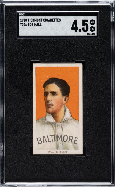 1909-1911 T206 Bob Hall Piedmont 350/25 SGC VG/EX+ 4.5