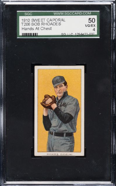 1909-1911 T206 Bob Rhoades (Hands at Chest) Sweet Caporal 350/30 SGC 50 VG/EX 4