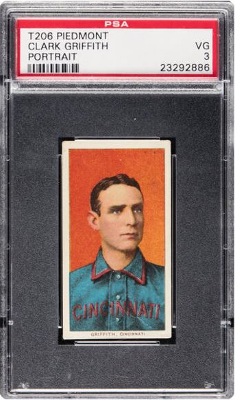 1909-11 T206 Clark Griffith (Portrait) Piedmont 350/25 PSA VG 3