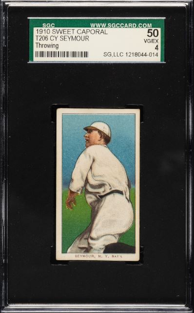 1909-1911 T206 Cy Seymour (Throwing) Sweet Caporal 350/30 SGC 50 VG/EX 4