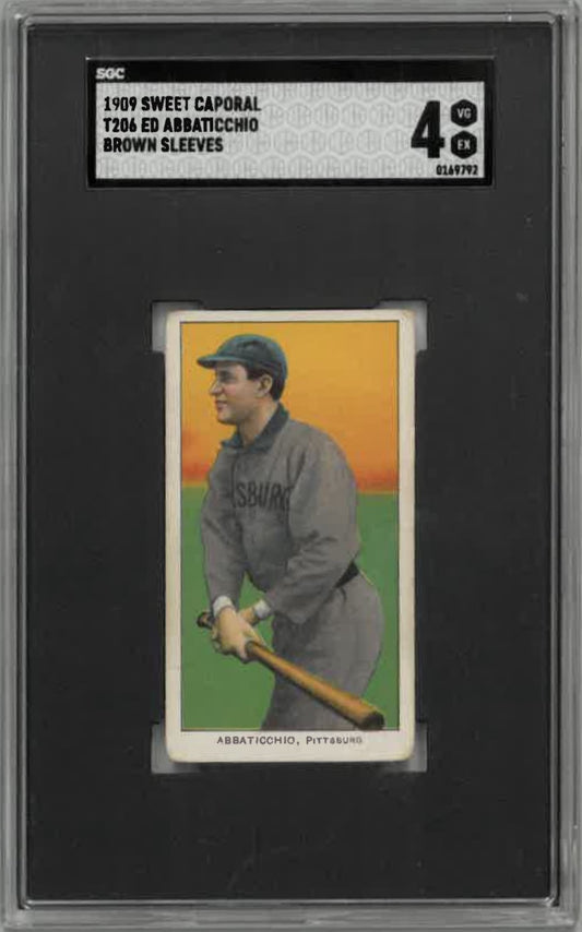 1909-11 T206 Ed Abbaticchio (Brown Sleeves) Sweet Caporal 150/30 SGC VG-EX 4