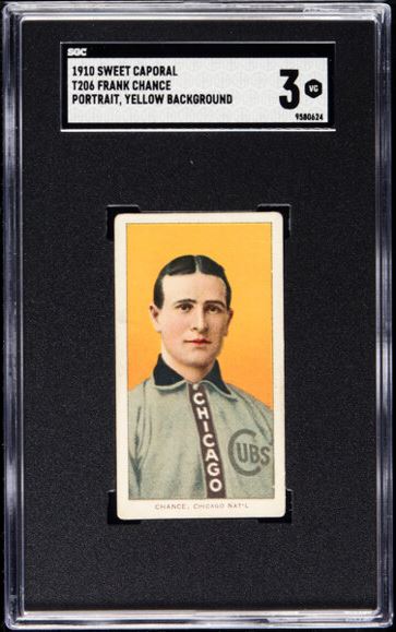 1909-11 T206 Frank Chance (Portrait, Yellow Background) Sweet Caporal 350/30 SGC VG 3