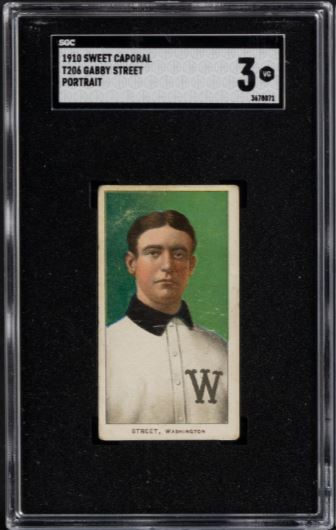 1909-11 T206 Gabby Street (Portrait) Sweet Caporal 350/25 SGC VG 3