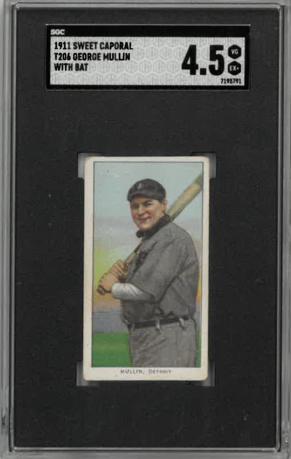 1909-11 T206 George Mullin (With Bat) Sweet Caporal 350-460/Factory 42 SGC VG/EX+ 4.5