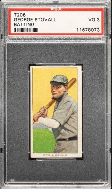 1909-11 T206 George Stovall (Batting) Piedmont 350-460/25 PSA VG 3