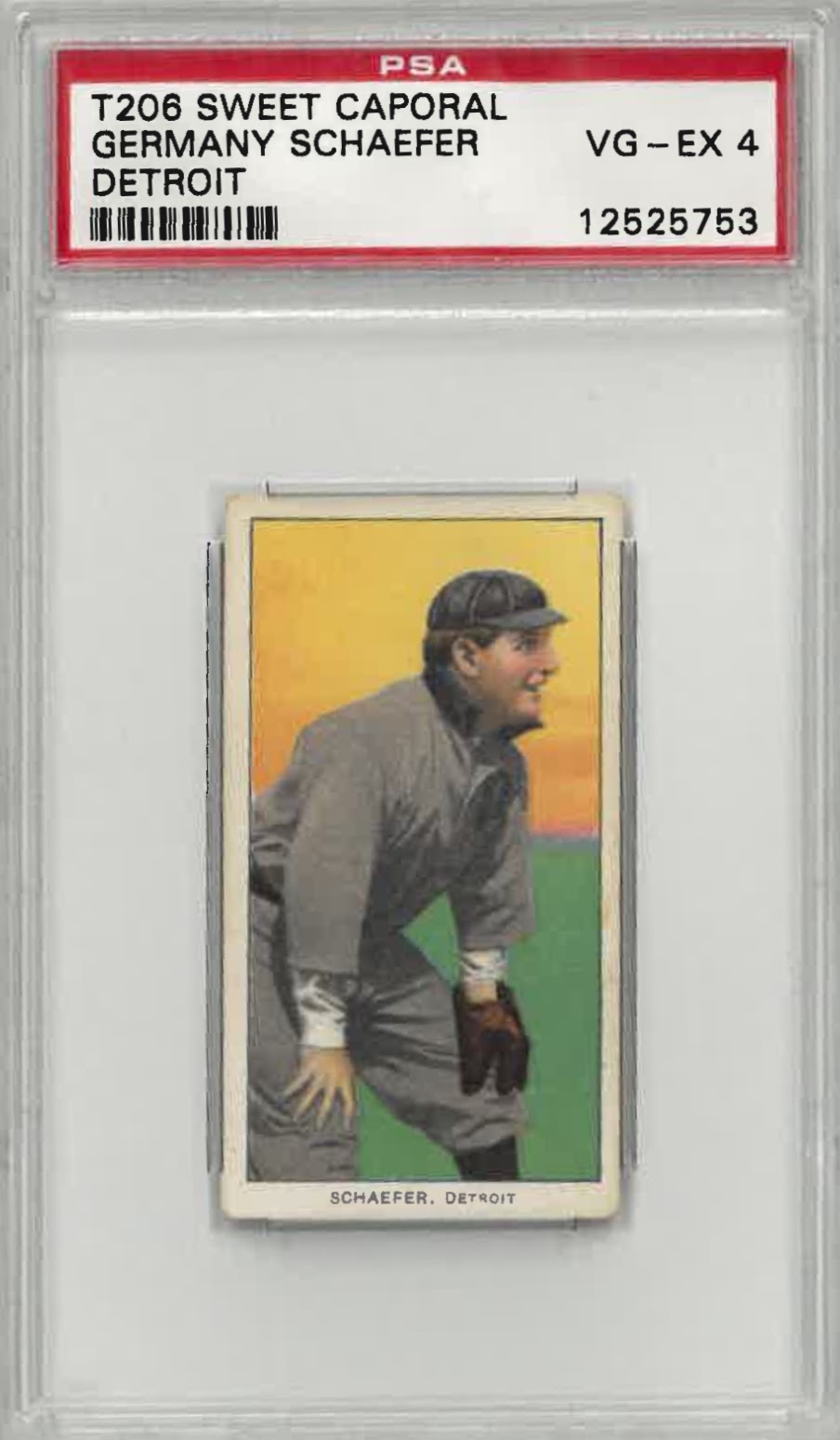 1909-11 T206 Germany Schaefer (Detroit) Sweet Caporal 150/25 PSA VG-EX 4