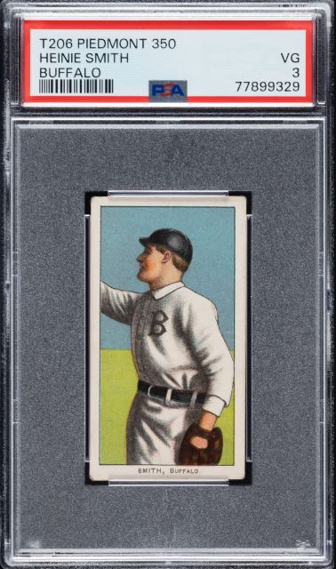 1909-1911 T206 Heinie Smith Piedmont 350/25 PSA VG 3