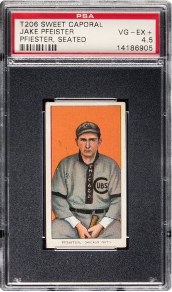 1909-11 T206 Jake Pfeister (Pfiester, Seated) Sweet Caporal 350/25 PSA VG-EX+ 4.5