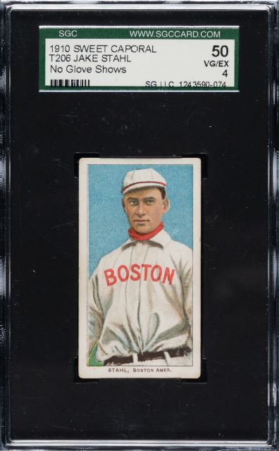 1909-1911 T206 Jake Stahl (No Glove Showing) Sweet Caporal 350/30 SGC 50 VG/EX 4