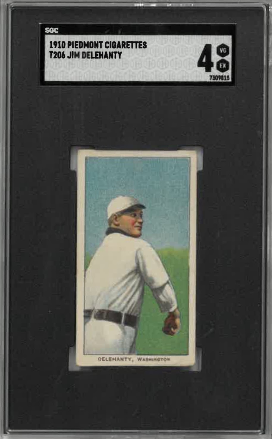 1909-1911 T206 Jim Delehanty Piedmont 350/25 SGC VG-EX 4