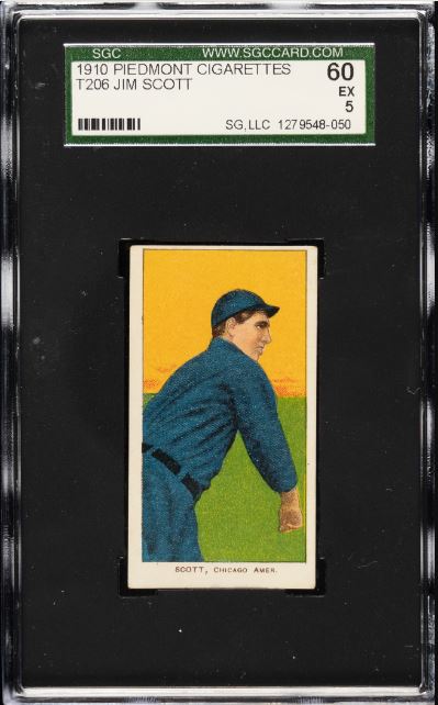 1909-1911 T206 Jim Scott Piedmont 350/25 SGC 60 EX 5