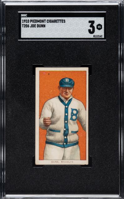 1909-1911 T206 Joe Dunn Piedmont 350/25 SGC VG 3