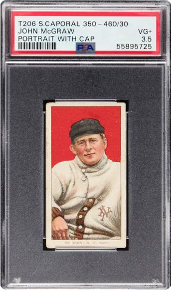 1909-11 T206 John McGraw (Portrait, With Cap) Sweet Caporal 350-460/25 PSA VG+ 3.5