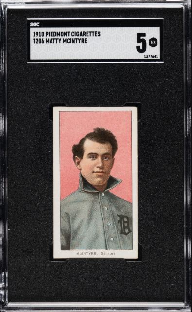 1909-1911 T206 Matty McIntyre Piedmont 350/25 SGC EX 5