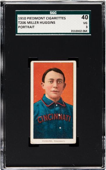 1909-11 T206 Miller Huggins (Portrait) Piedmont 350/25 SGC 40 VG 3