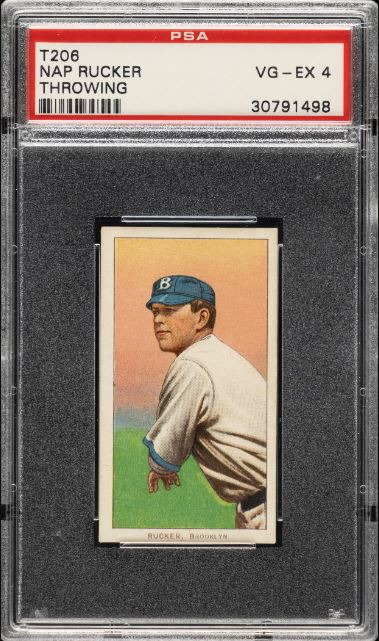 1909-1911 T206 Nap Rucker (Throwing) Piedmont 350/25 PSA VG-EX 4