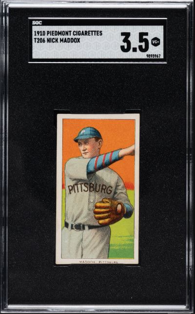 1909-1911 T206 Nick Maddox Piedmont 350/25 SGC VG+ 3.5