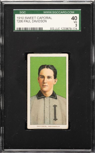 1909-11 T206 Paul Davidson Sweet Caporal 350/30 SGC VG 3