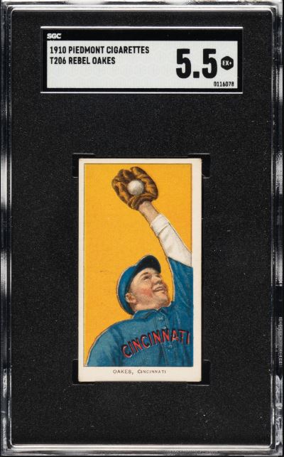 1909-1911 T206 Rebel Oakes Piedmont 350/25 SGC EX+ 5.5