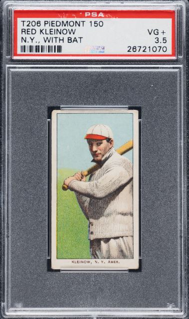 1909-1911 T206 Red Kleinow (NY with Bat) Piedmont 150/25 PSA VG+ 3.5