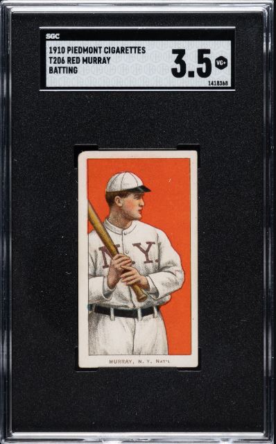 1909-1911 T206 Red Murray (Batting) Piedmont 350/25 SGC VG+ 3.5