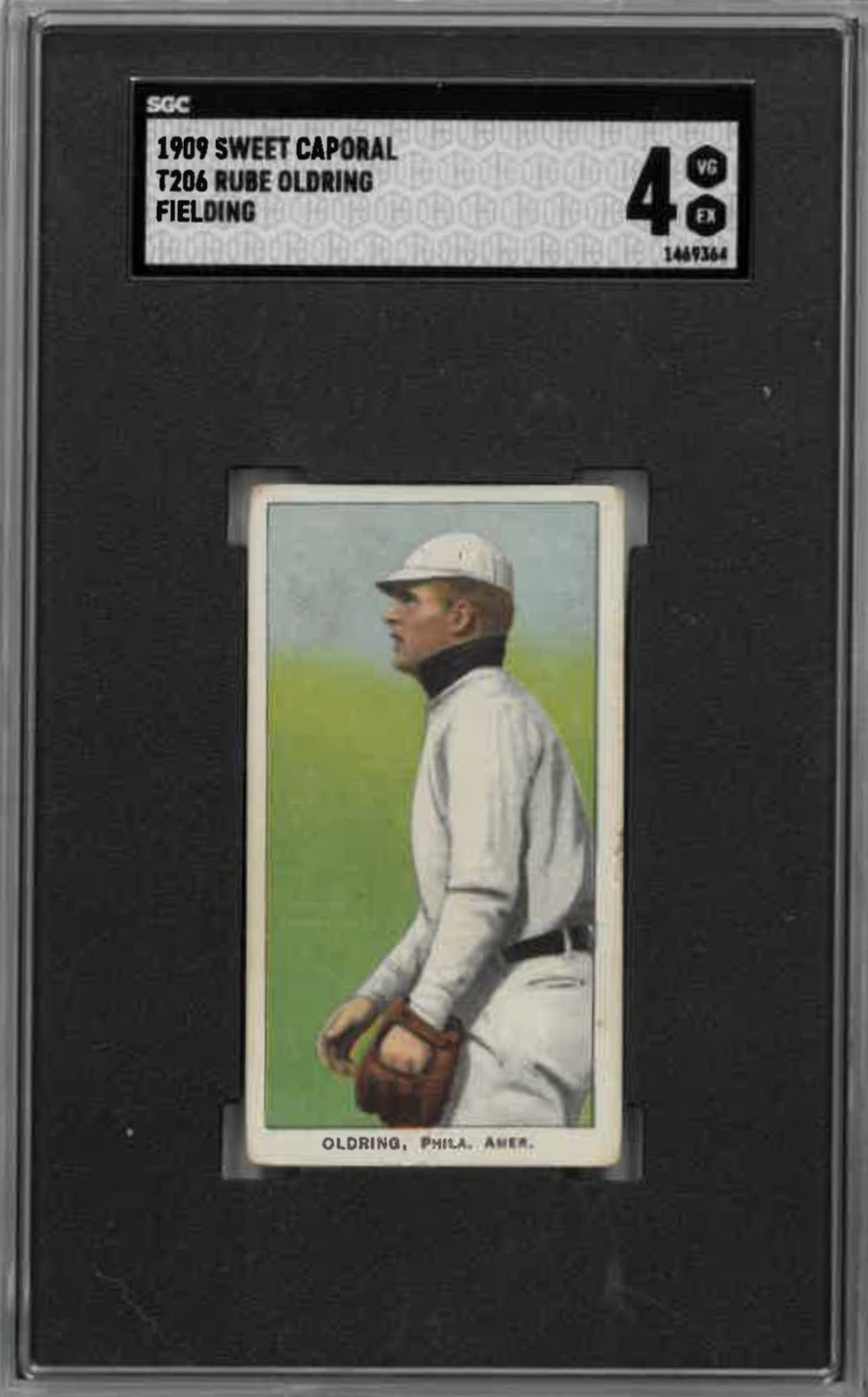 1909-11 T206 Rube Oldring (Fielding) Sweet Caporal 150/30 SGC VG-EX 4