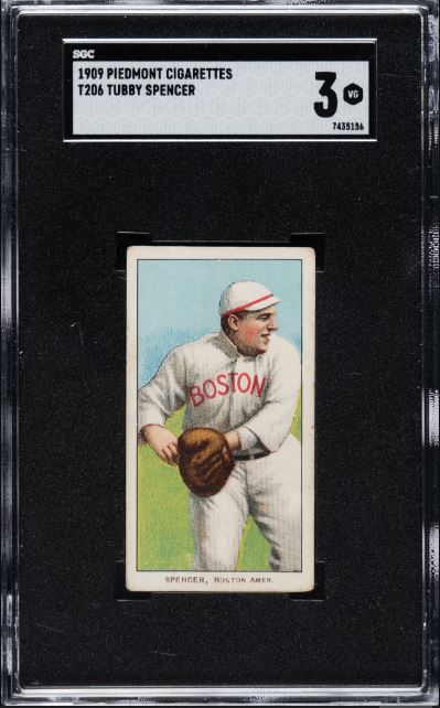 1909-1911 T206 Tubby Spencer Piedmont 150/25 SGC VG 3