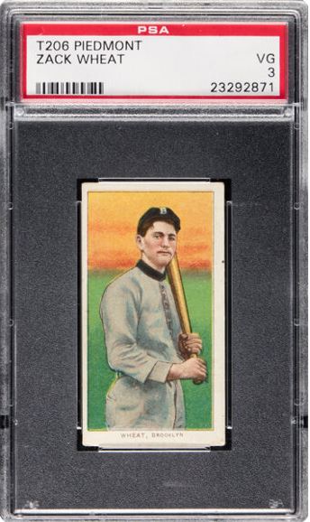 1909-11 T206 Zach Wheat Piedmont 350-460/25 PSA VG 3